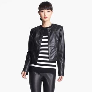 Miss Wu by Jason Wu Zip Front Black Leather Jacket, 8
